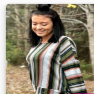 Long sleeve stripe top with side tie